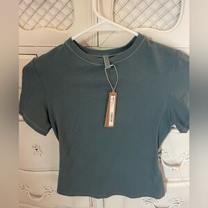 SKIMS Teal Cotton Jersey Top